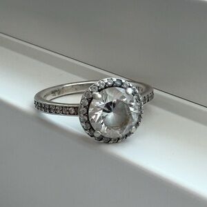 Pandora Ring US Size 4.5. Sterling Silver S925 ALE 48. clear stone in middle